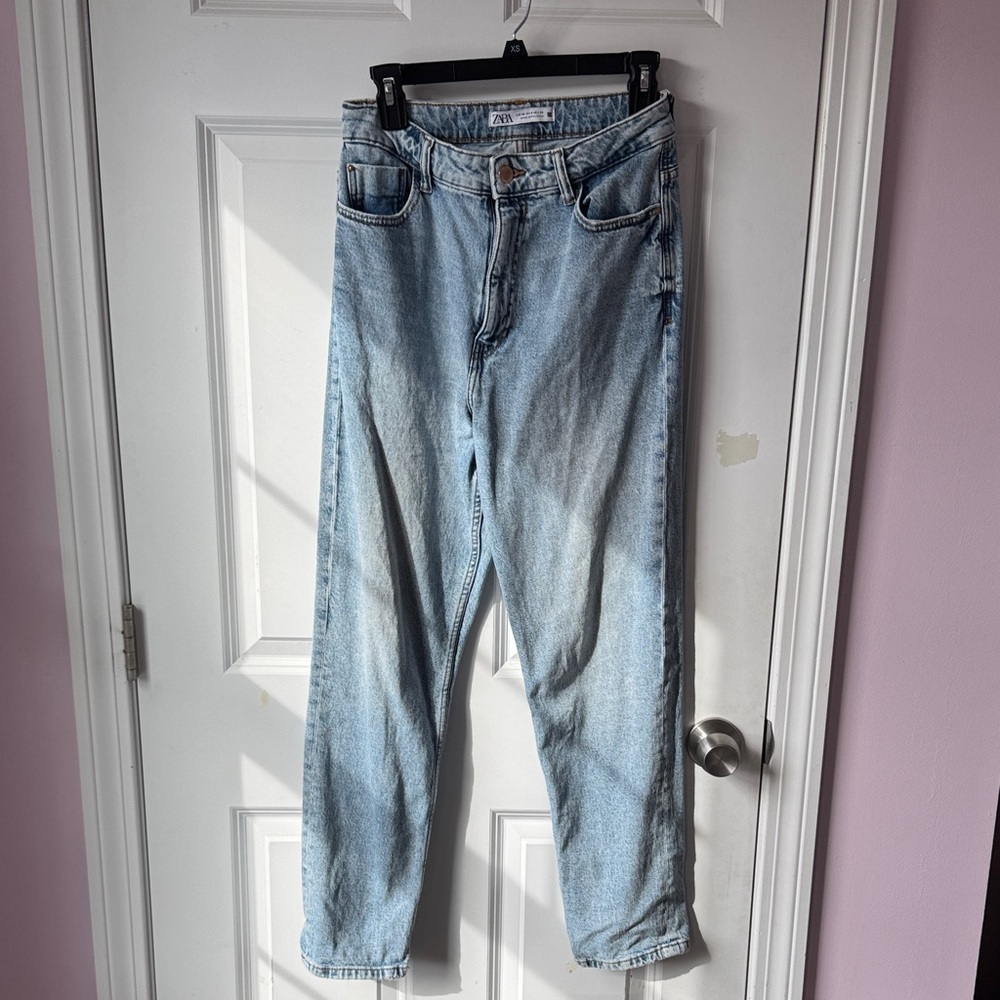 Zara Women's Straight Leg Jeans - Light Blue